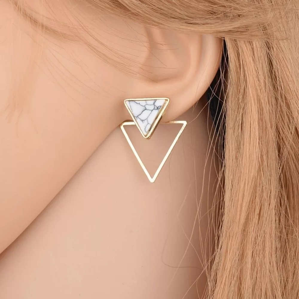 Marble Triangle Ear Jackets - Picture 2 of 6